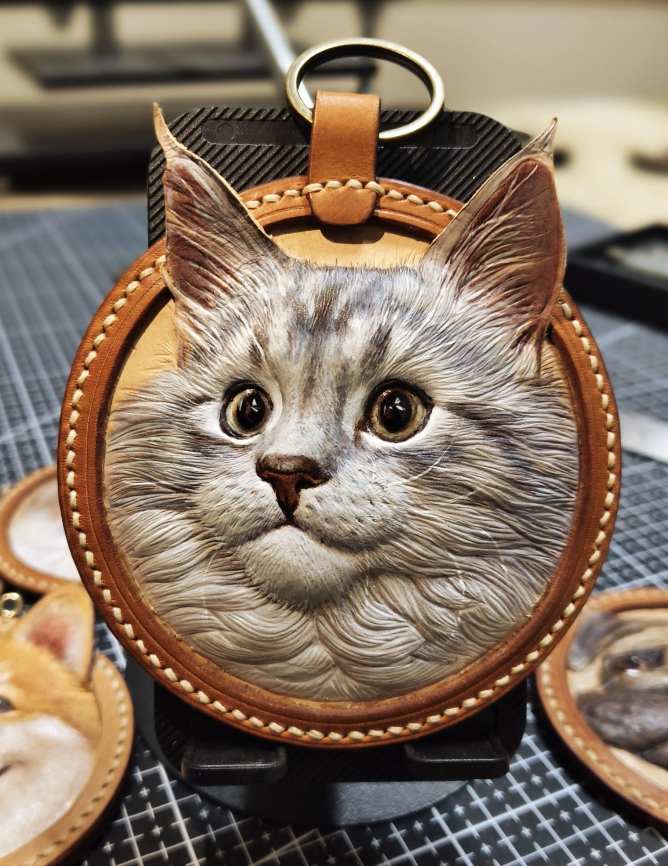 Handcrafted 3D Leather Pet Tag
