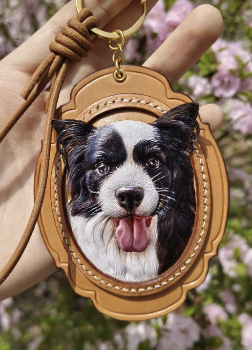Luxury Lace Oval Leather Pet Tag